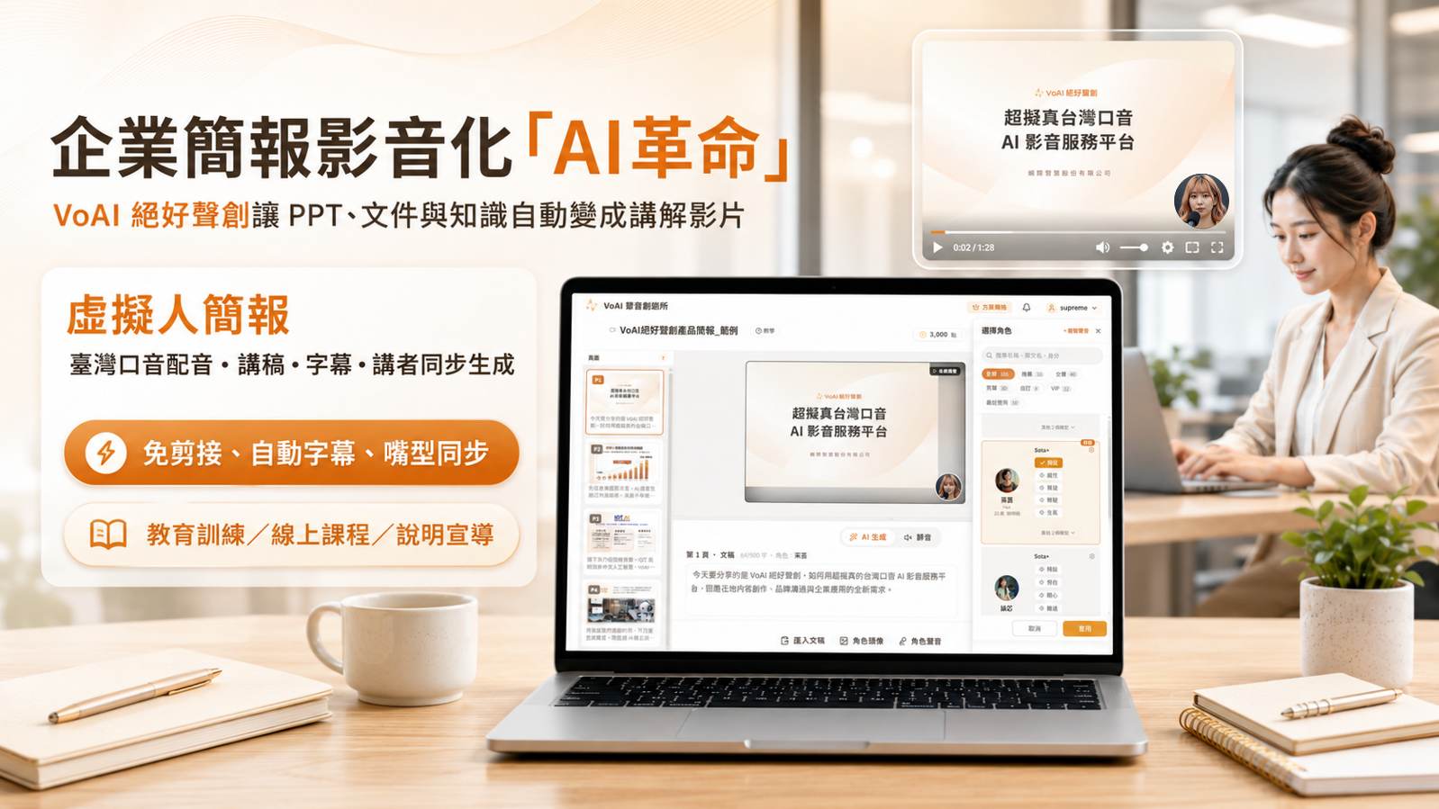企業簡報影音化「AI量產時代」：VoAI 絕好聲創推出虛擬人簡報與 MINDCAST